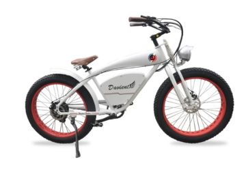 Demon Davient, Cruiser E-Bike, 48V, 26-In White with Red Rims